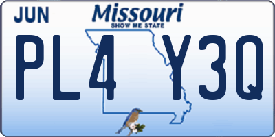 MO license plate PL4Y3Q