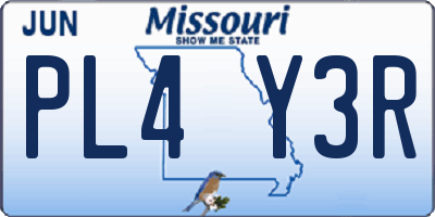 MO license plate PL4Y3R