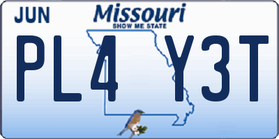 MO license plate PL4Y3T