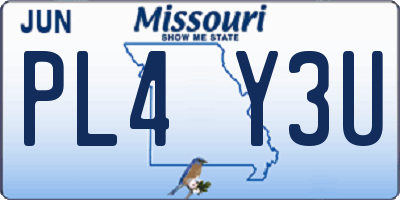 MO license plate PL4Y3U