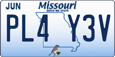 MO license plate PL4Y3V