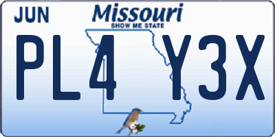 MO license plate PL4Y3X