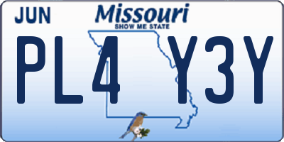 MO license plate PL4Y3Y