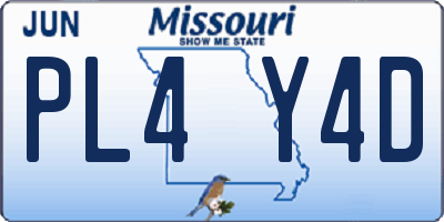 MO license plate PL4Y4D