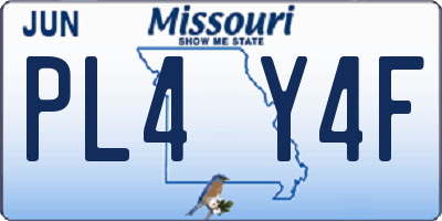 MO license plate PL4Y4F