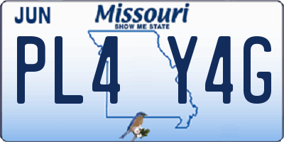 MO license plate PL4Y4G