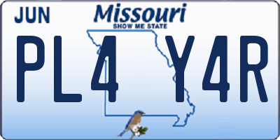 MO license plate PL4Y4R