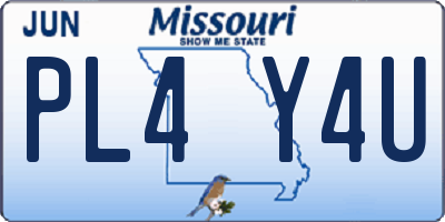 MO license plate PL4Y4U