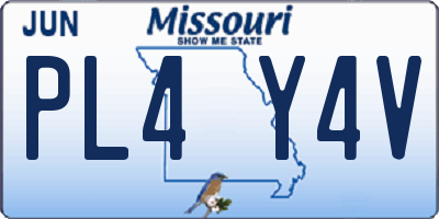 MO license plate PL4Y4V