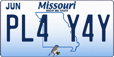MO license plate PL4Y4Y