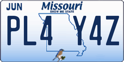 MO license plate PL4Y4Z