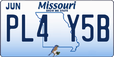 MO license plate PL4Y5B