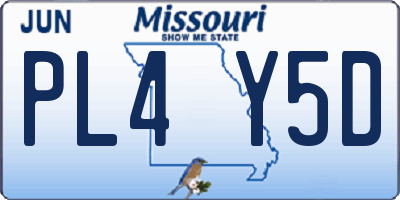 MO license plate PL4Y5D