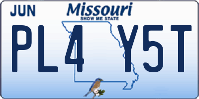MO license plate PL4Y5T