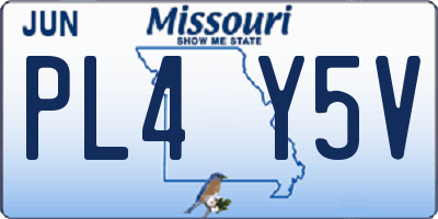 MO license plate PL4Y5V