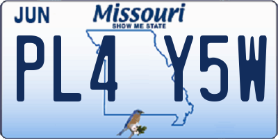 MO license plate PL4Y5W