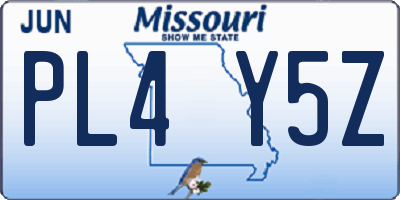 MO license plate PL4Y5Z