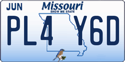 MO license plate PL4Y6D