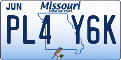 MO license plate PL4Y6K