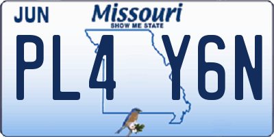MO license plate PL4Y6N