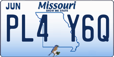 MO license plate PL4Y6Q