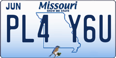 MO license plate PL4Y6U
