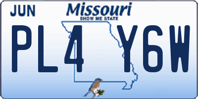 MO license plate PL4Y6W
