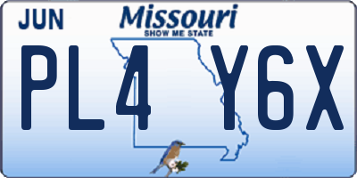 MO license plate PL4Y6X