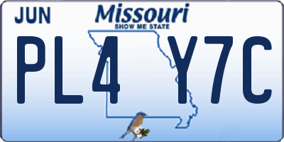 MO license plate PL4Y7C