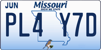 MO license plate PL4Y7D