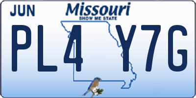 MO license plate PL4Y7G
