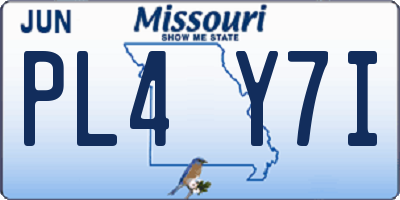 MO license plate PL4Y7I