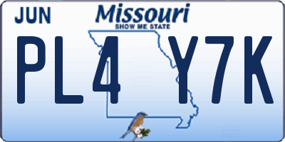 MO license plate PL4Y7K