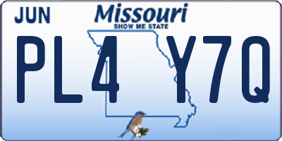 MO license plate PL4Y7Q