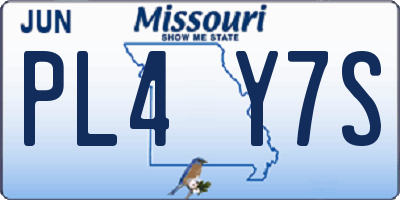 MO license plate PL4Y7S