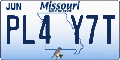 MO license plate PL4Y7T