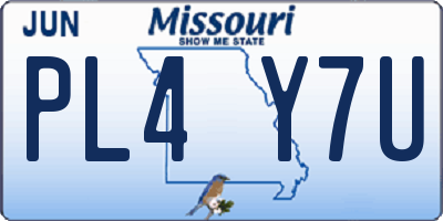 MO license plate PL4Y7U
