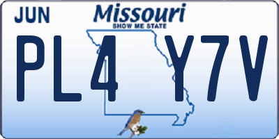 MO license plate PL4Y7V