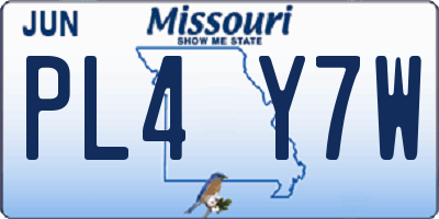 MO license plate PL4Y7W
