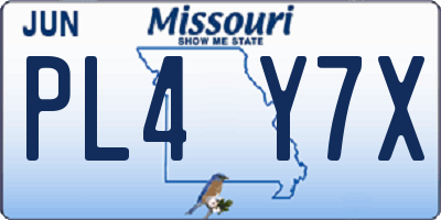 MO license plate PL4Y7X