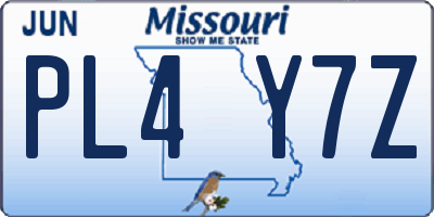 MO license plate PL4Y7Z
