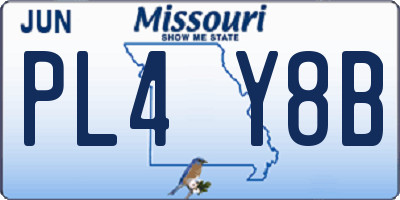 MO license plate PL4Y8B
