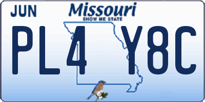 MO license plate PL4Y8C