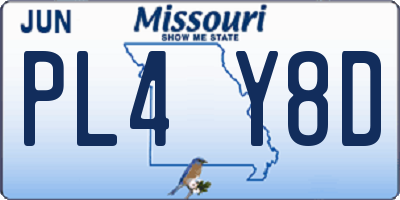 MO license plate PL4Y8D