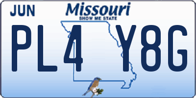 MO license plate PL4Y8G