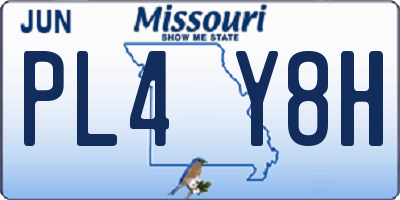 MO license plate PL4Y8H