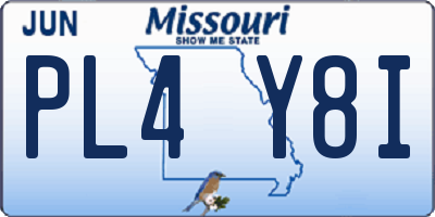 MO license plate PL4Y8I