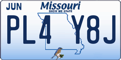 MO license plate PL4Y8J
