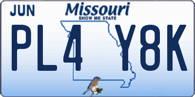 MO license plate PL4Y8K