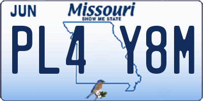 MO license plate PL4Y8M